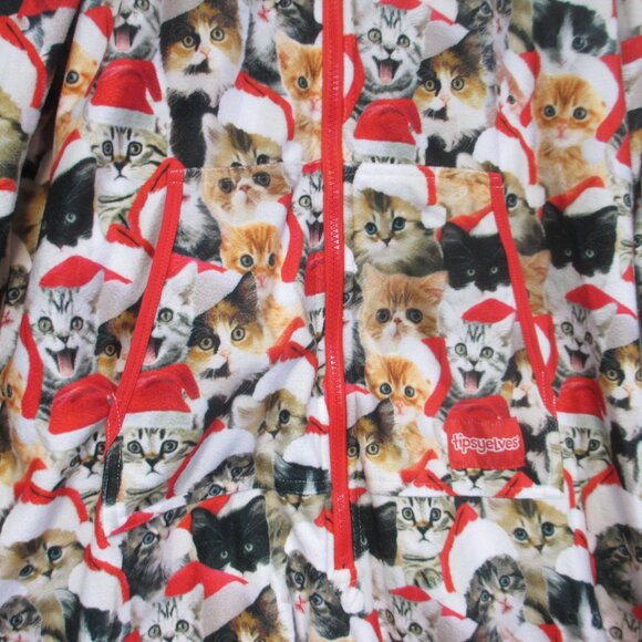 Tipsy Elves One Pc Sweatshirt Jumper Loungewear Pajamas Christmas Cat Kitty L - Picture 6 of 11